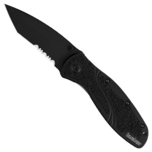 Kershaw Blur Folding Serrated Tanto Pocket Knife – Black Folding Knives
