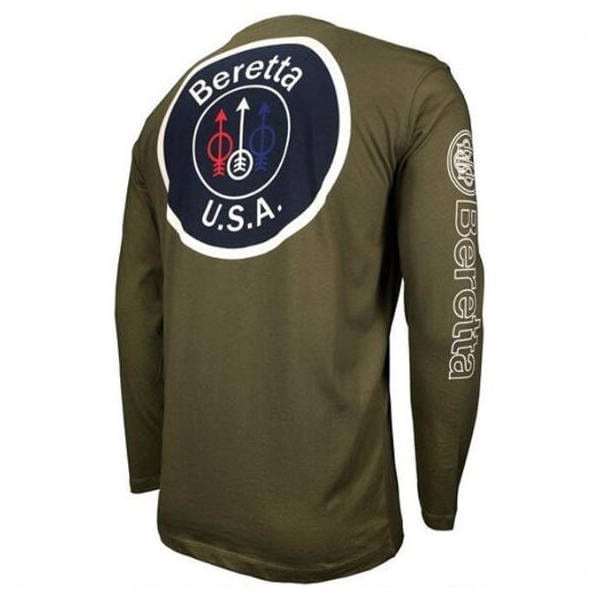 Beretta Men’s T Shirt USA Logo L/S Medium Cotton Men's Clothing