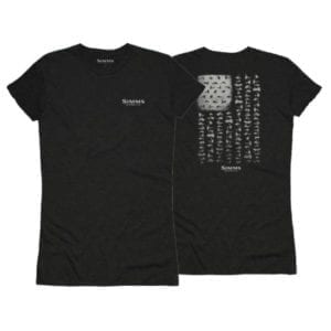 Simms USA Flies Womens T-Shirt – Black Clothing
