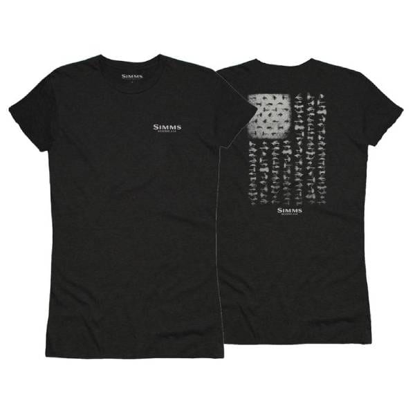 Simms USA Flies Womens T-Shirt – Black Clothing