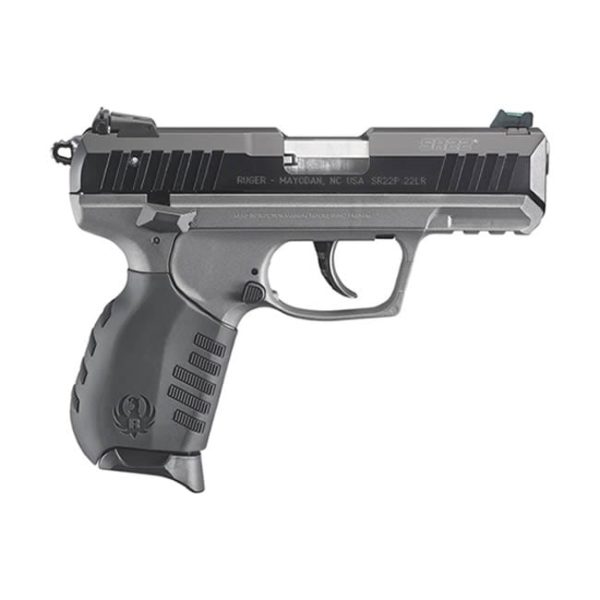 Ruger SR22 .22 LR with Tungsten Cerakote Grip Frame and Fiber Optic Sight Firearms