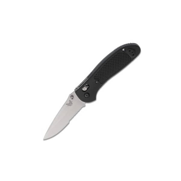 Benchmade Griptilian AXIS Lock  3.45″ Satin Drop Point Combo Blade Folding Knives