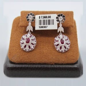 Diamond & Ruby Earnings 7.12 Grams – 3.12 Carat Jewelry