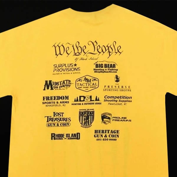 Second Amendment Rifle Flag Yellow T-Shirt (Large) Clothing