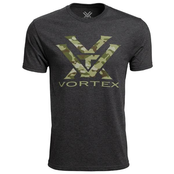 Vortex Men’s S/S Camo Logo T-Shirt – Charcoal Heather Clothing