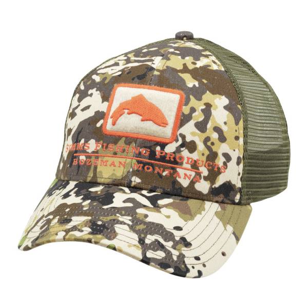 SIMMS Trout Icon Trucker Hat – River Camo Caps & Hats