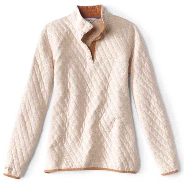 Orvis Women’s Outdoor Quilted Snap Sweatshirt – Oatmeal Clothing