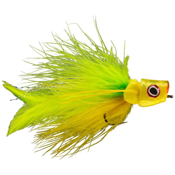 RIO PTO Popper Fly Fishing Lure, 2sz - Chartreuse/Yellow
