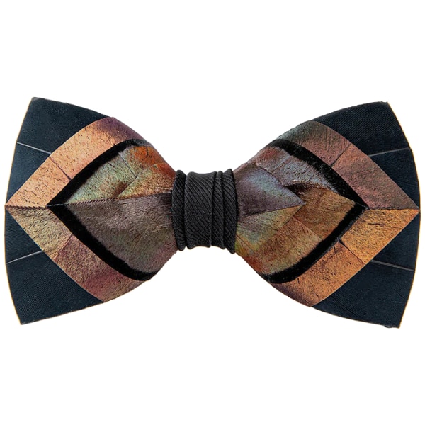 Brackish Ferrelle Geometric Copper and Black Turkey Feather Bow Tie Bow Ties