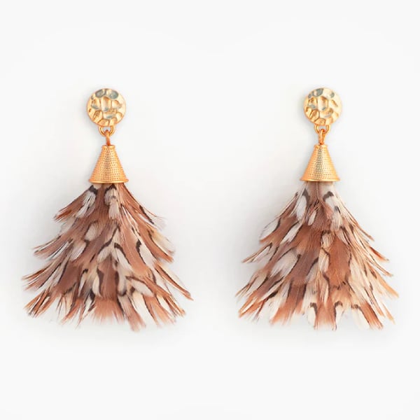 Brackish Anna Petite Feather Statement Earrings Jewelry