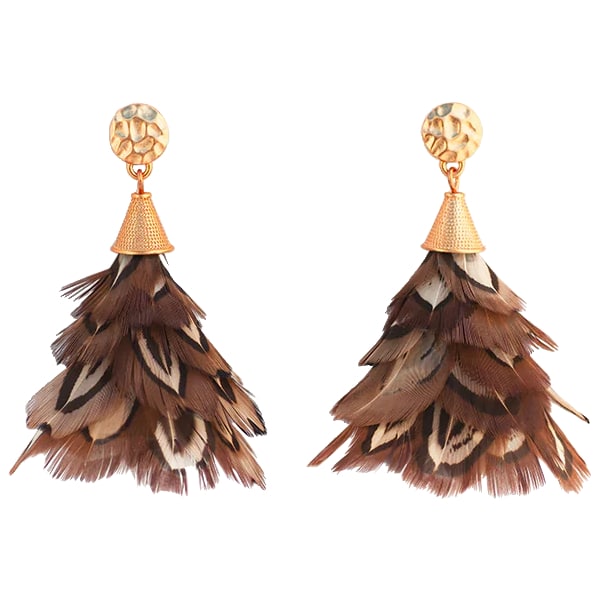 Brackish Marjan Pheasant Feather Petite Statement Earrings Jewelry