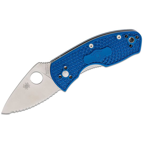 Spyderco Ambitious Lightweight Blue CPM S35VN Serrated Folding Pocket Knife Folding Knives