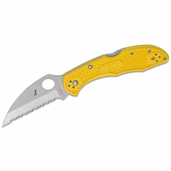 Spyderco Salt 2 FRN Yellow Wharncliffe Serrated Edge Folding Pocket Knife Folding Knives
