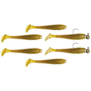 Perfection Lures Pre-Rigged Swimbait Lure Kit – Green Pumpkin Fishing
