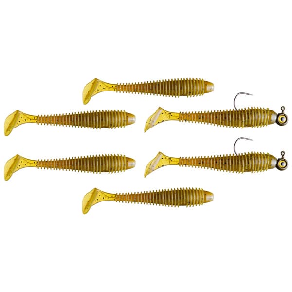 Perfection Lures Pre-Rigged Swimbait Lure Kit - Green Pumpkin