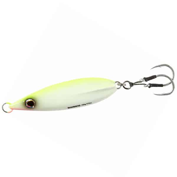 Shimano Butterfly Fall-Flat Jig Lure, 130g - Chartreuse/White